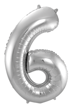Sifferballong Jumbo 86 cm Silver "0-9" Siffra 6 - Partyninja.se