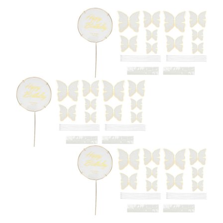 3 sæt sommerfuglekageindsats 3D farve sommerfuglekageindsats kort cupcake topper fødselsdag bryllupsfest dekoration hvid