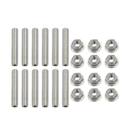 LS Motor Header Bolt Kit Rustfrit Stål M8 x 45mm 12 Bolte 12 Flangemøtrikker til LSX LS2 LS3 LS6 LS7 4.8 5.3 6.0L