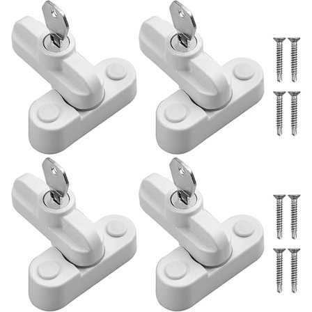 Set med 4 Sikkerhetslås for Dører i Slitesterk Sinklegering - Dørbeslag med Lås og Skruer