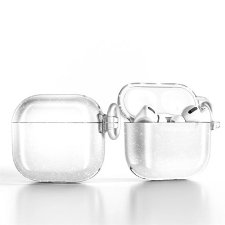 Glitrende beskyttelsesetui til AirPods 4 med metalklips - Klar