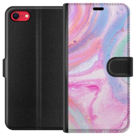 Yhteensopiva Lompakkokotelo Apple Apple iPhone 7 Abstrakti pastellin värinen marmoritaide, jossa on nestemäinen akryyli vaikutus pinkissä, sinisess