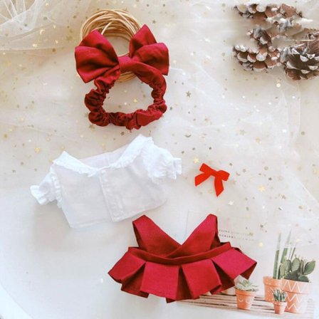 Vår Sommar Klänningar Plysch Dockor Kläder RÖDA