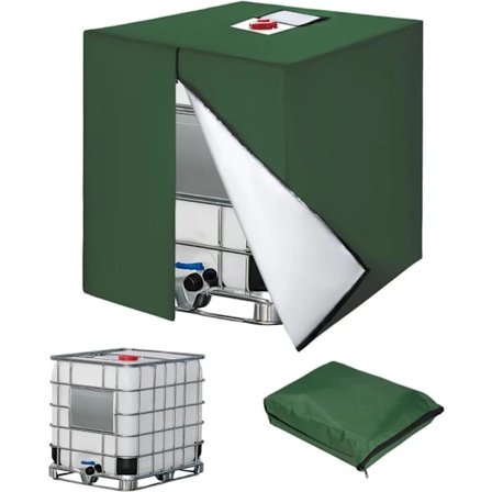 1000L IBC Tank Cover, 420D Vandtank Cover, Anti-UV Tank Cover, IBC Tank Beskyttelsescover med Lynlås, 120 x 100 x 116 cm (Grøn)