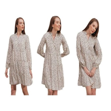 MT-vaatteet - Kuvioitu mekko - Ecru 36