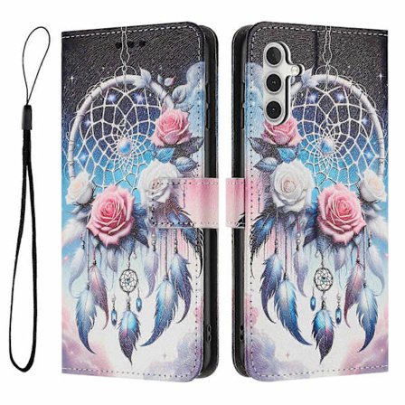 YX-2501 Lærveske Kompatibel med Samsung Galaxy A26 5G A16 5G 4G Mønstertrykk Lommebokveske med La-Perfet Flower Wind Chime-max