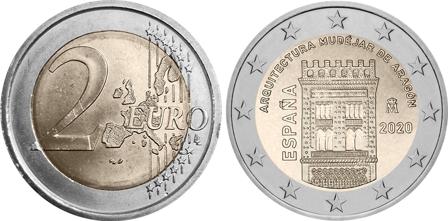 Spanien 2020 - Mudejar-arkitektur i Aragon - 2 euro mønt