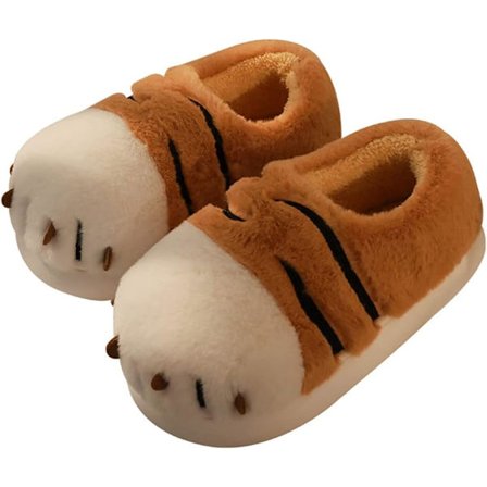 Kvinners Tøfler Voksne Varme Plysj Tøfler Tiger Klo Tøfler Innendørs Sklisikre Husholdning Tykk-sålede Tøfler Vinter Varme Herre Bomull Tøfler