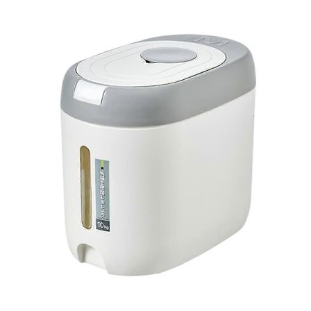 Rice Container Plastic Rice Bucket Moisture-Proof Grain Dispenser Airtight Rice Storage Container Food Storage Container Light Grey White