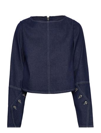 Ivory Gaya Blouse Blus Långärmad Navy Hosbjerg