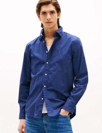 Tommy Hilfiger Flex Poplin Fake Solid Rf Shirt - Blue - S