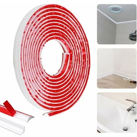 Lista ja koristelista, Joustava itseliimautuva lista 5m Vedenpitävä neljännespyöreä lista Liima PVC neljännespyöreä Valkoinen PVC neljännespyöreä 