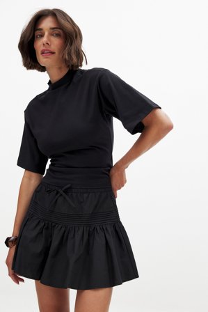 NA-KD Cotton Detailed Mini Skirt - Korte nederdele - Sort - EU 40