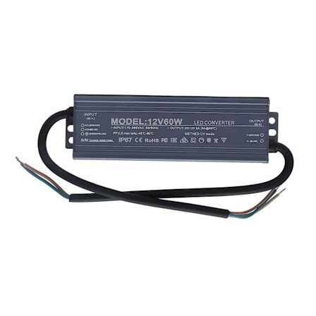 60W LED-virtalähde 12V 5A IP67 Vedenpitävä muuntajaohjain
