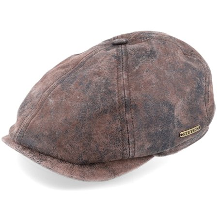 Stetson - Bruin flatcap Cap - 6-panel Cap Pigskin Brown Flat Cap @ Hatstore