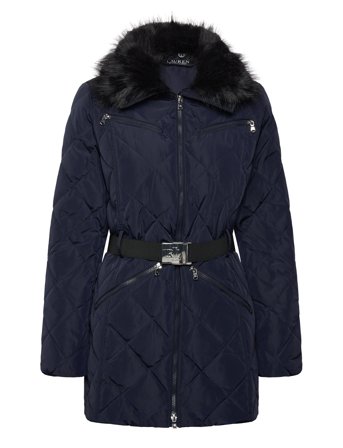 Lauren Ralph Lauren | Faux-Fur-Trim Diamond-Quilted Down Coat | XL