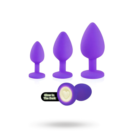 Heart Light Silicone Anal Training Kit - Purple - Vuxen.se - Analleksaker i set, butt plug trainer, anal kit