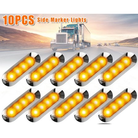 10 stk 10 V-30 V 12V 24V 4 LED krombelagt bil Bezel LED sidelys bakre posisjonslys bil buss lastebil gul