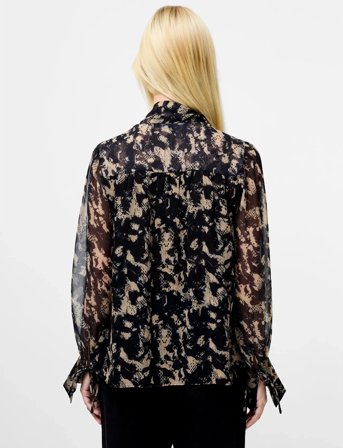 French Connection Amelia Hallie Tie Nk Blouse - Black - L