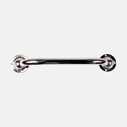 Boat handle / grab rail NOCK Goodgrip, round profile with angled end, with ball mount, wide platform, for screw, acid-resistant stainless steel, 365 x