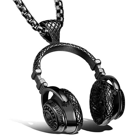 Halsband med hörlurar, musikberlock, hiphop-modekedja med 61 cm kedja