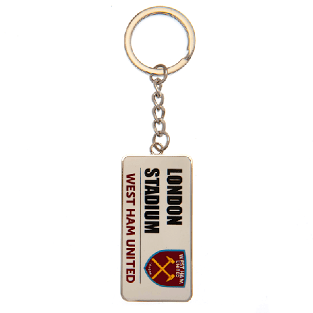 West Ham United FC Street Sign Metal Keyring One Size Silver/Wh