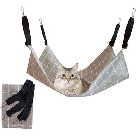 Kæledyrs hængekøje, kattesving, justerbare stropper, hængende katteseng, dobbeltsidet lærred, egnet til kæledyr, der ikke vejer mere end 9 kg, 57 x 47