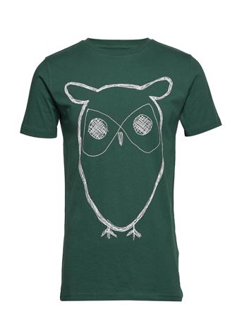 Alder Big Owl Tee - Gots/Vegan T-shirts Short-sleeved Vihreä Knowledge Cotton Apparel