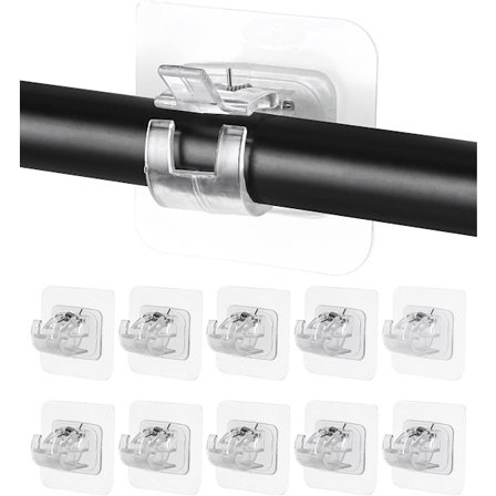 10-pak gardinstangbeslag uden boring 6x6 cm selvklæbende gardinstangholdere PVC selvklæbende stangbeslag soveværelse stue eller gennemsigtig