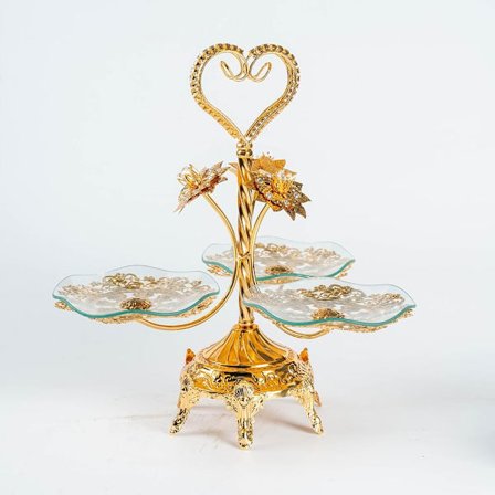 Europæisk glas-keramisk frugtbakke sæt - Elegant serveringsfad i flere niveauer til stue, spisebordsindretning og frugtvisning