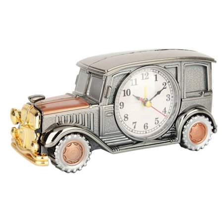 Stort Ur Retro Bilmodel Vækkeur Multifunktionel Penholder til Børn Sort