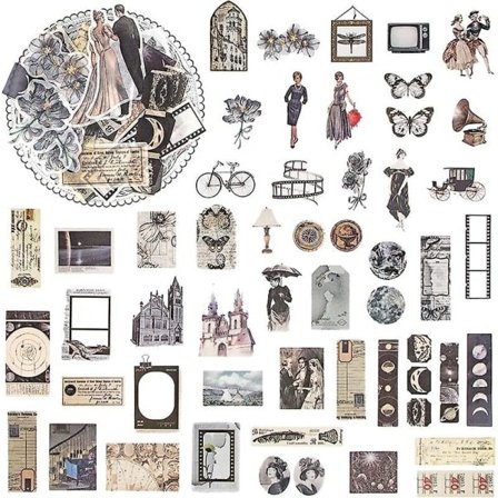 100 stk Vintage Scrapbook Washi-klistermærker Æstetisk Ephemera Scrapbookingtilbehør Stationær junk journal til bullet journals
