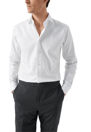 Eton Skjorta I Texturerad Twill Slim Fit Skjortor Herr Vit 40