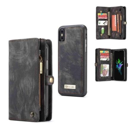 Caseme Iphone X / Xs Retro Split Läder Plånboksfodral - Grå Grå