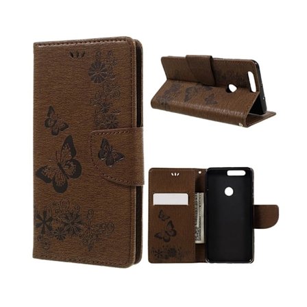 Huawei Honor 8 silicone-etui med præget mønster - Brun