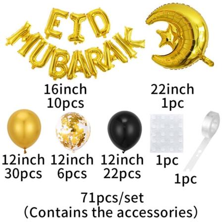 Eid Ballonger Islamiska Muslimska partiet Dekorationer Ramadan dekoration 71pcs