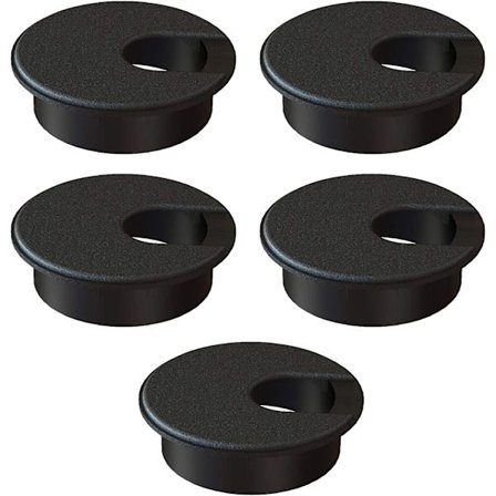 (5-pakning) 2" Svart skrivebordsgrommet, plastkabelarrangører, datamaskin