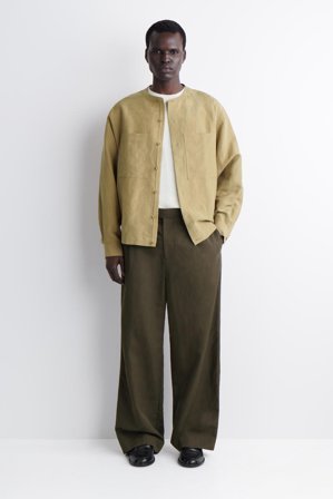 COS Koszula Oversize Ze Stójką Zawierająca Len in Beżowy