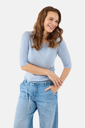 B. COPENHAGEN - 3/4 Ærmet T-shirt - Lyseblå - Rund Hals