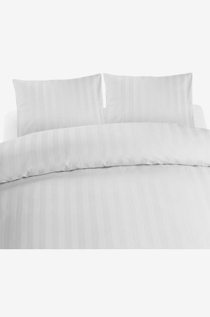 Borganäs of Sweden - 3-delt Sett Satin Dobbelt - Hvit - Sengesett - 220X210 - Fra Homeroom