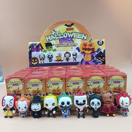 {hw} 24-delt blindboks figur nøkkelring, søt tegneserie nøkkelring med hull