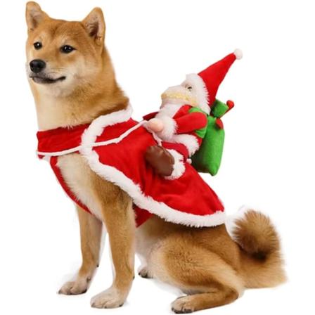 Hundjultomtekostym husdjur jultomte cosplay valp jultomtekostym hundjultomtekostym rolig festlig katt och hund bärbar uppsättning (storlek M, röd)