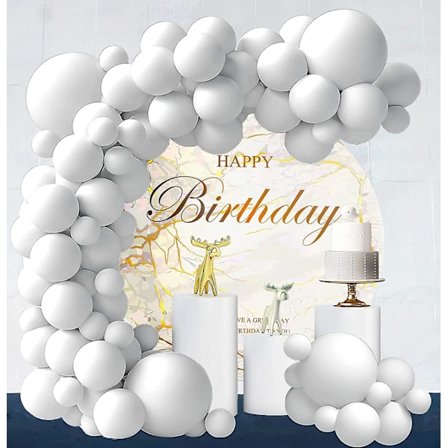 Vit Ballongset Latex Festballonger Girlang Båge Kit 84 St 5 Tum +12 Tum +18 Tum Vita Blå Ballonger För Bröllop Fest Födelsedag Dekoration Bab