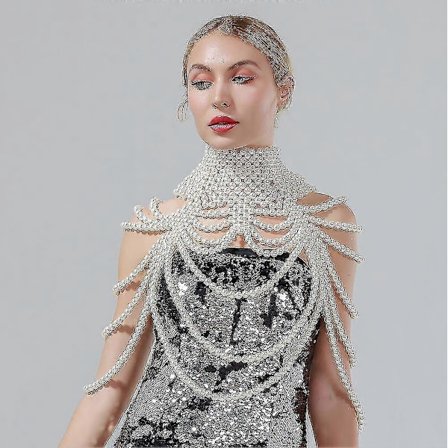 Dame Perle Sjal Halskæder Kropskæde Sexet Perlebesat Krave Skulder Perle BH Top Sweaterkæde Bryllupskjole Kropssmykker