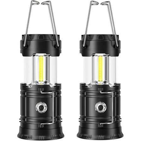 2-pak bærbar vandtæt campinglygte med dobbelte lyskilder overlevelsessæt til orkan nødstorm strømafbrydelse