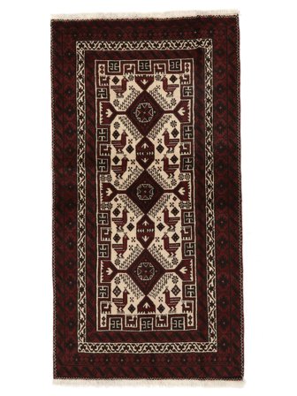 Baluch Rug 100X191 Black/Brown Wool, Persia