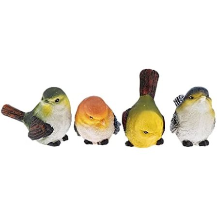 4 Konstgjorda Mini Fågelfjäderfåglar Dekorativa Figurer