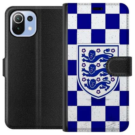 Yhteensopiva Lompakkokotelo Xiaomi Xiaomi Mi 11 Lite Graafinen shakkiruudukkokuviointi sinisellä ja valkoisella, klassisella heraldisella vaakunalla,
