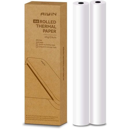 A4 Hurtigtørrende Termisk Papir 2 Ruller Omvendt Viklet 6,4m/Rulle - US Letter Størrelse