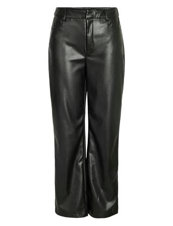 Nmandy Yolanda Pu Hw Wide Pants Noos Bottoms Trousers Leather Leggings-Housut Black NOISY MAY